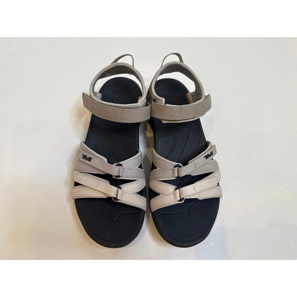 Teva Tirra Black/Birch Multi Neutral Velcro Strapped Sandals EUC Sz 9.5 Women’s